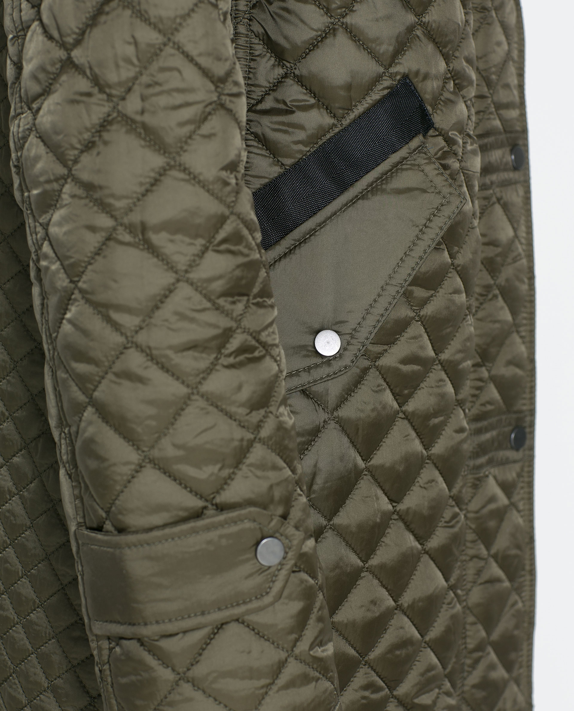 Zara Quilted Coat with Hood in Green | Lyst