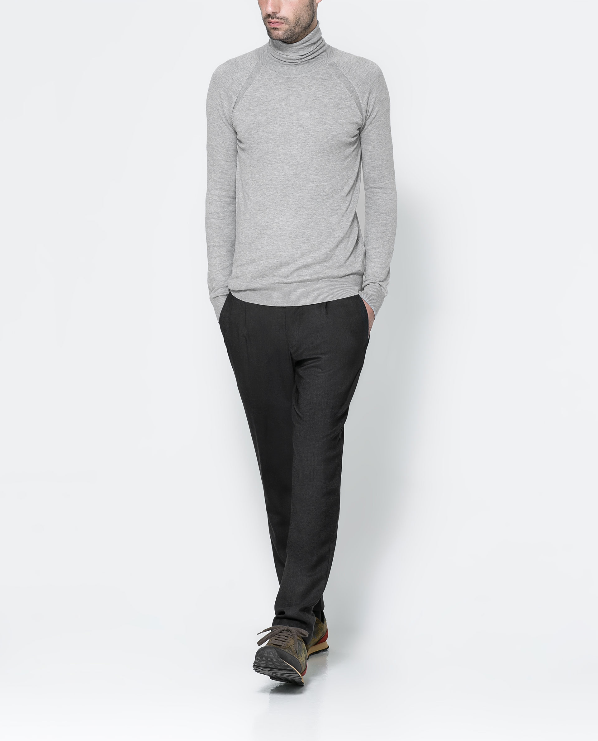 Zara Viscose Turtleneck Sweater in Gray for Men Lyst