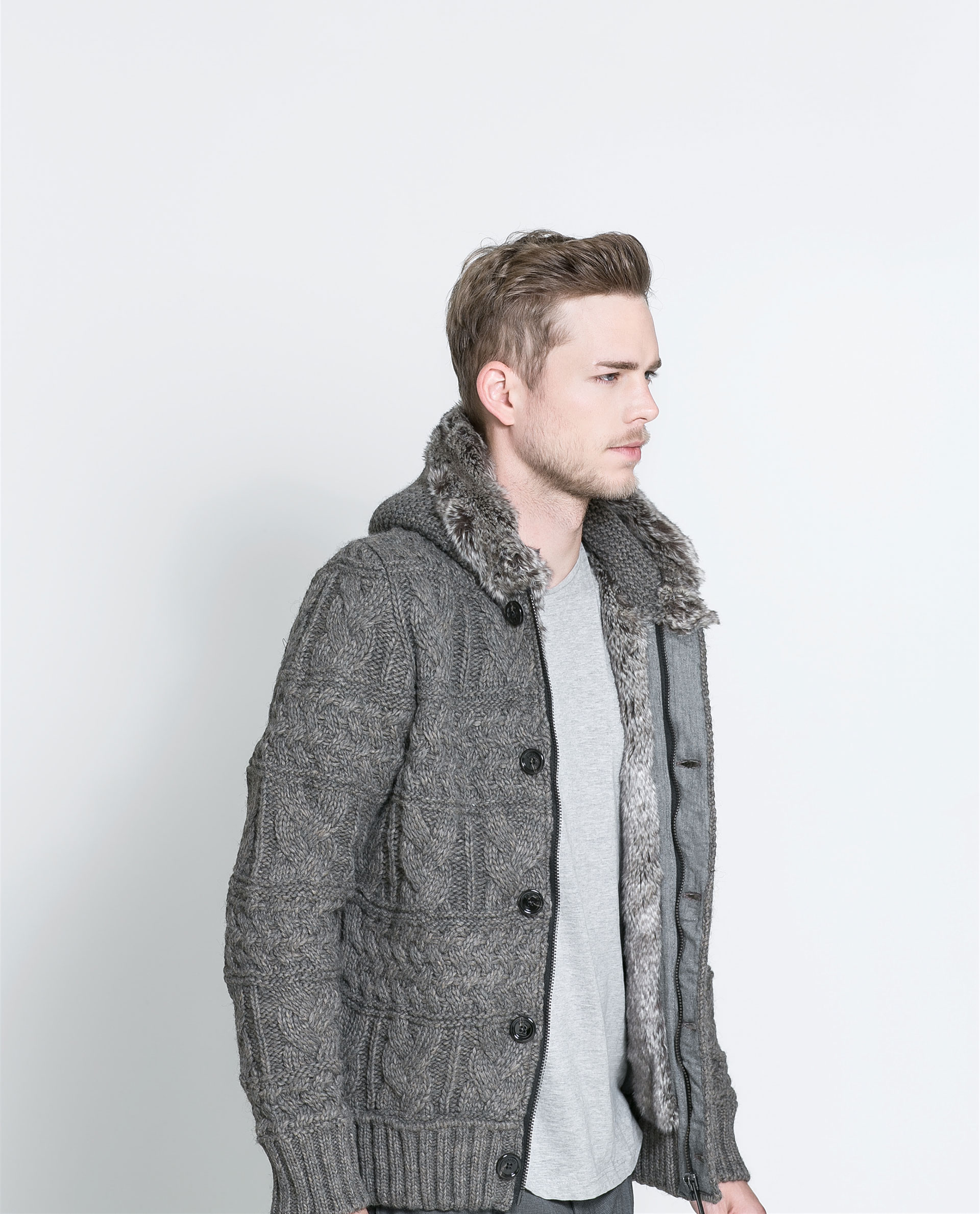 Zara Hooded Jacket with Fur in Brown for Men Lyst