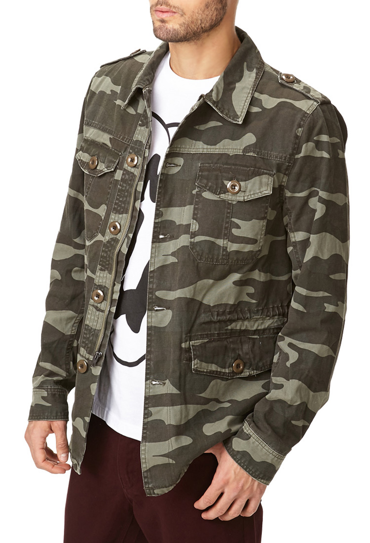 Forever 21 Camo Print Utility Jacket in Olive/Brown (Green) for Men | Lyst