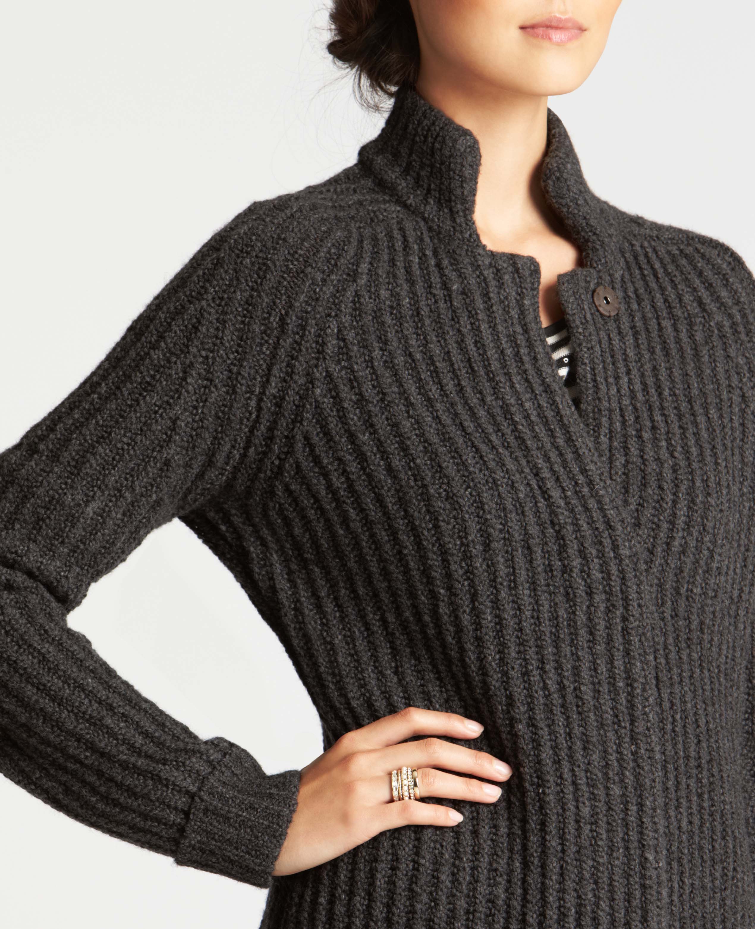 Lyst - Ann Taylor Wool Blend Sweater Coat in Gray