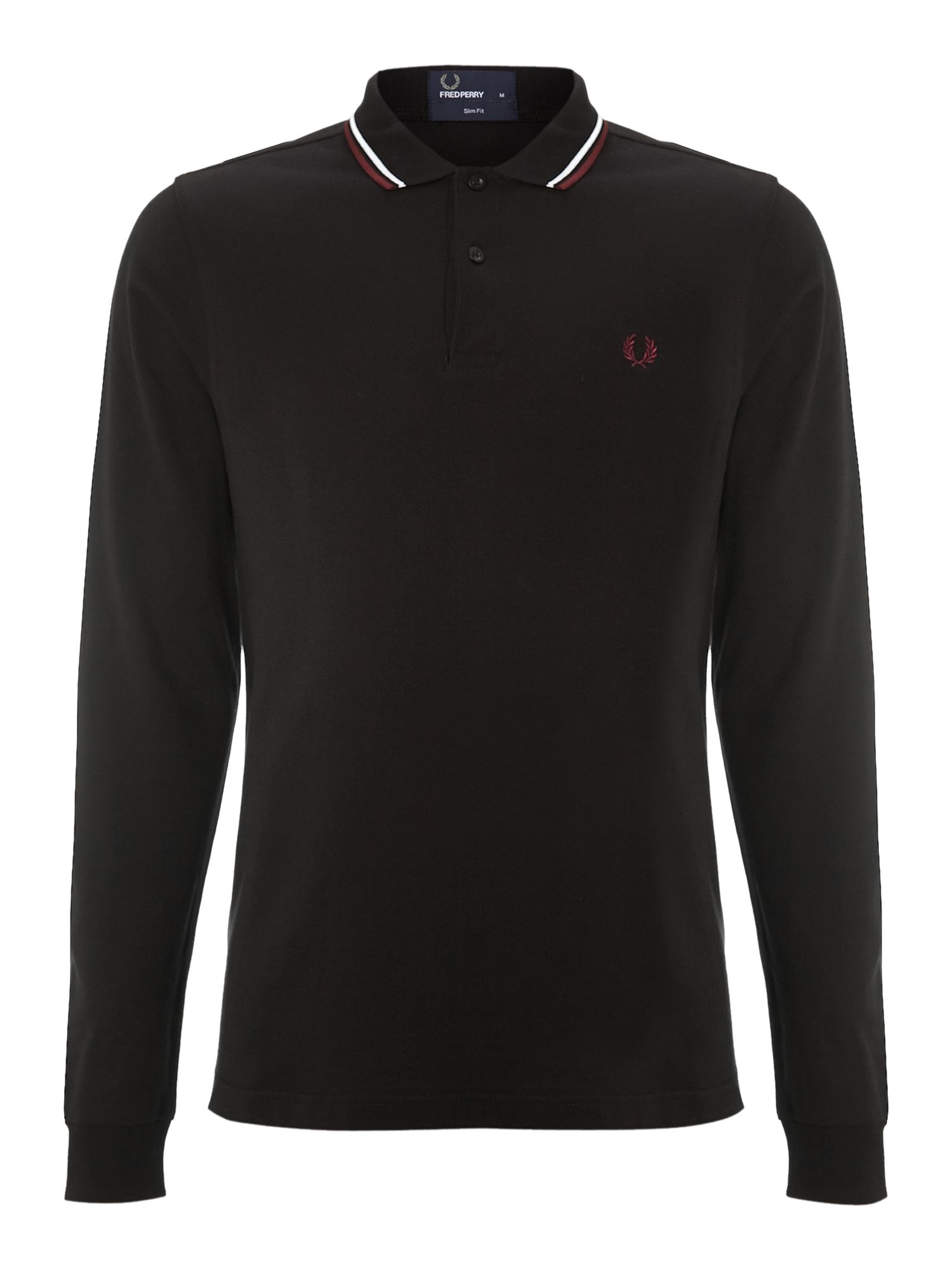 Fred Perry Twin Tipped Long Sleeve Polo in Black for Men | Lyst