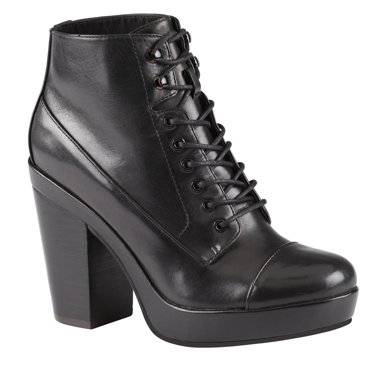 ALDO Leather Mathia Stacked Heel Ankle Boots in Black - Lyst