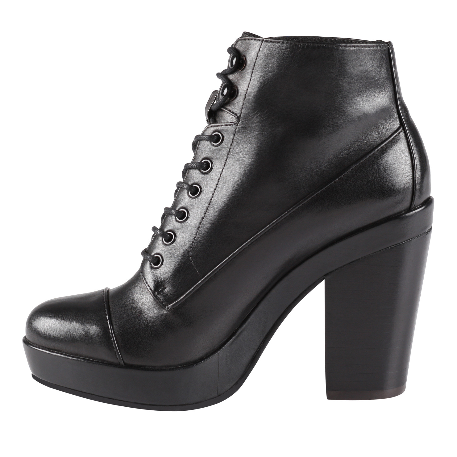 ALDO Leather Mathia Stacked Heel Ankle Boots in Black - Lyst