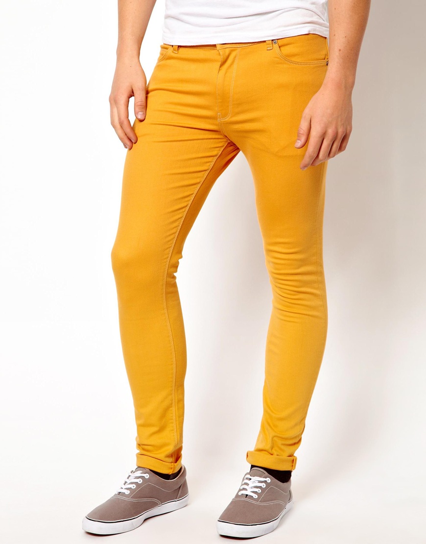 ASOS Super Skinny Jean in Yellow for Men | Lyst