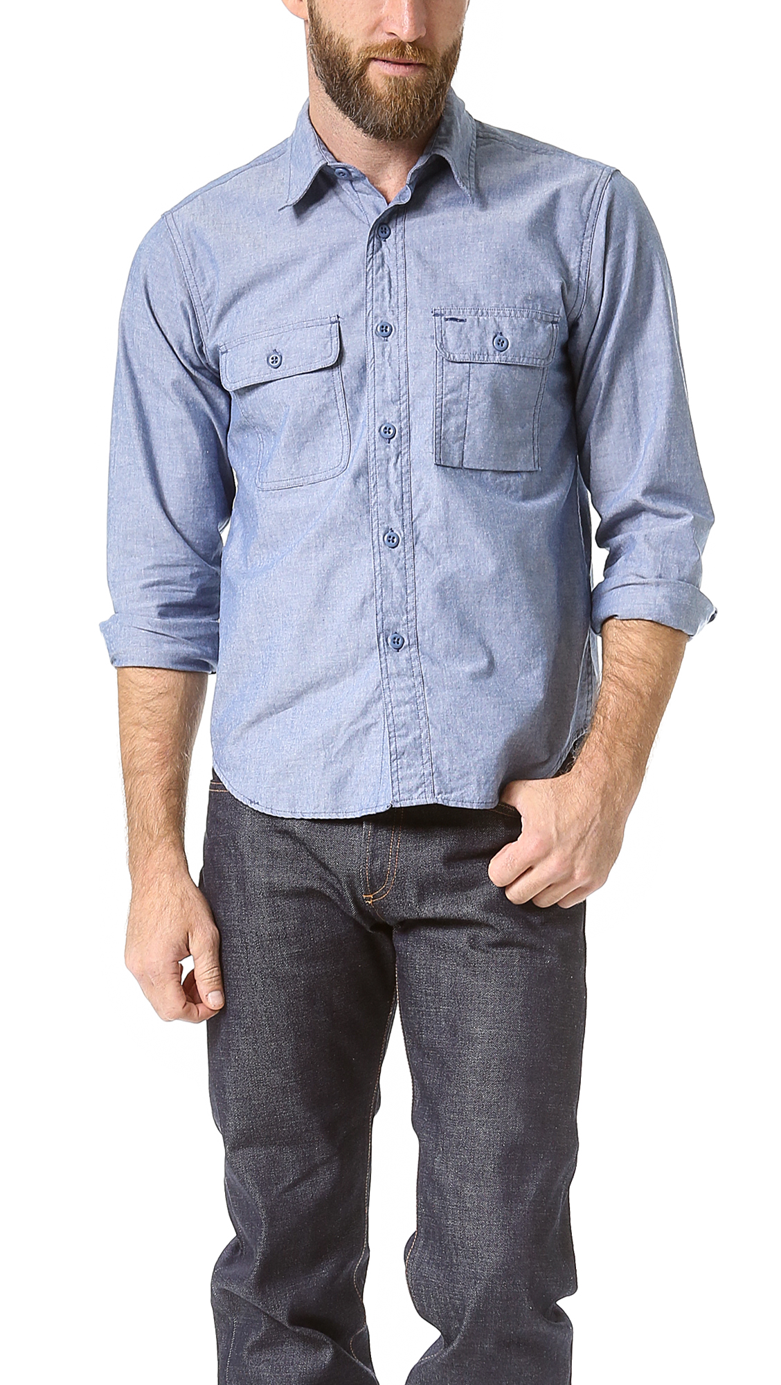 Battenwear Chambray Work Shirt in Light Blue (Blue) for Men - Lyst