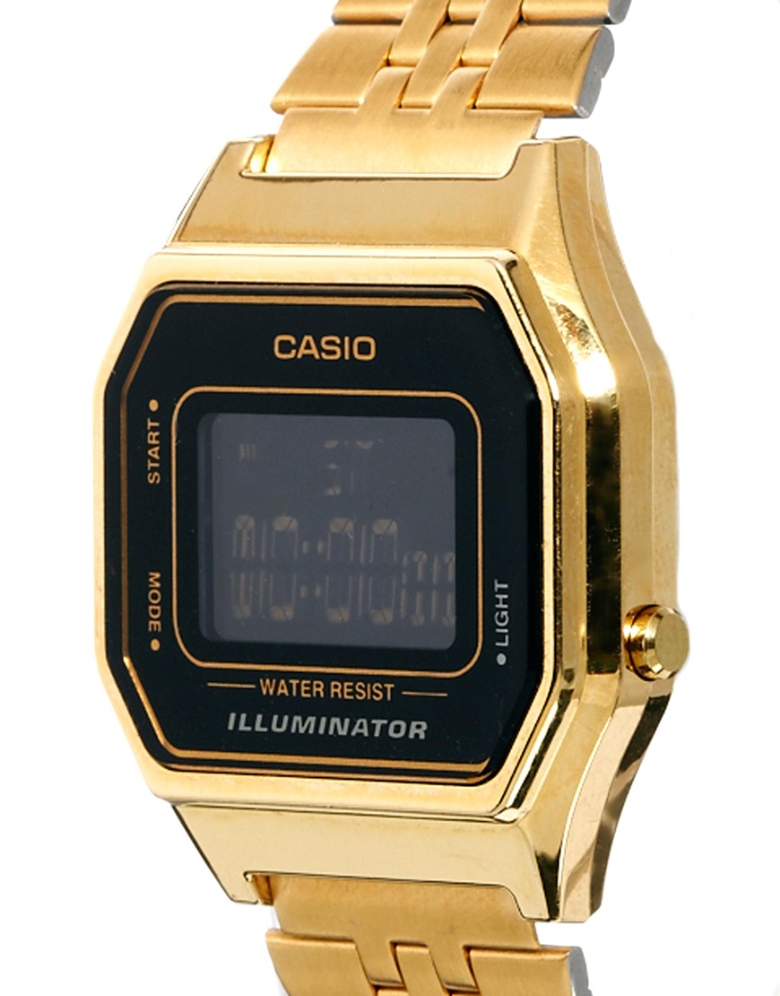 casio gold watch black face
