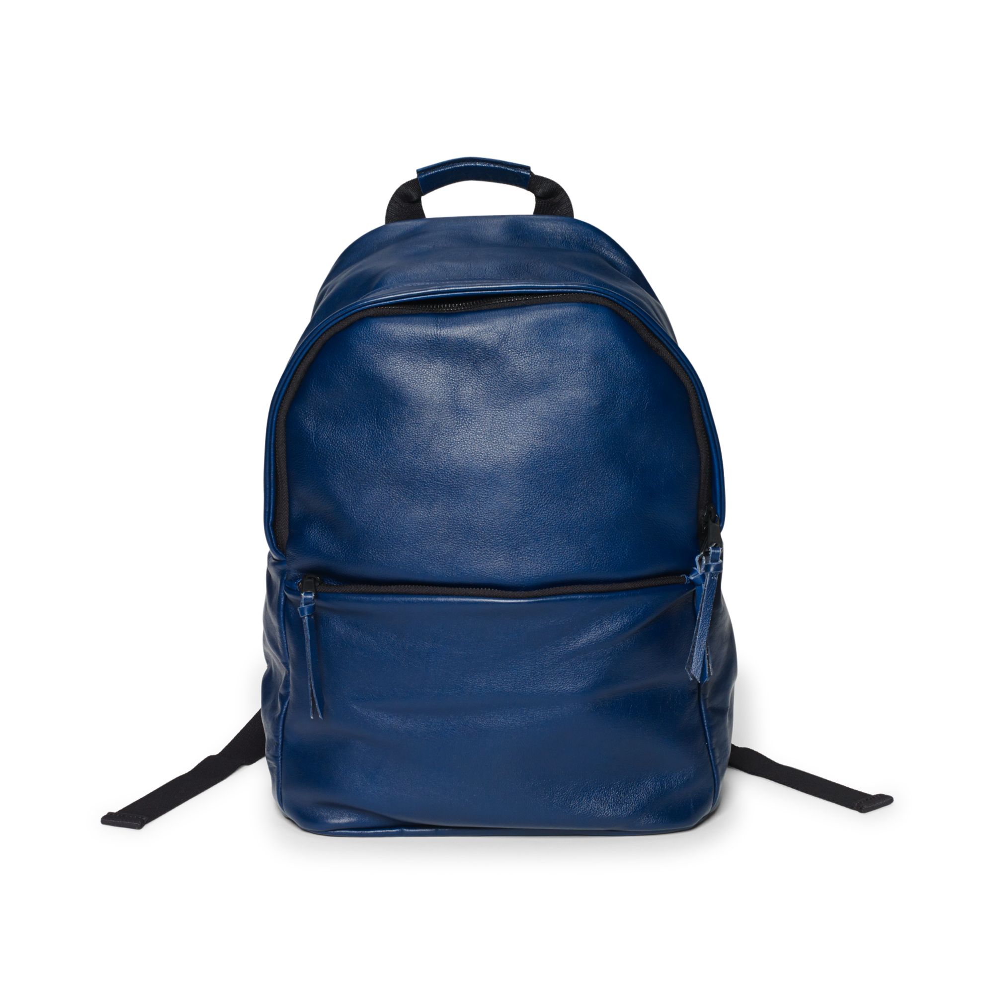 mens navy leather backpack