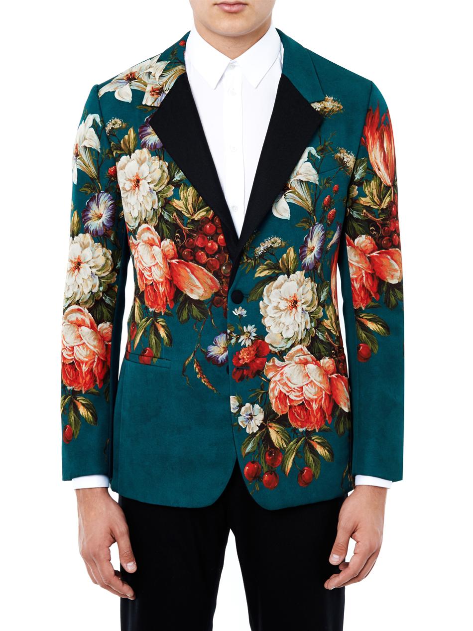 Dolce & Gabbana Floral Print Single Breasted Jacket in Green for Men | Lyst