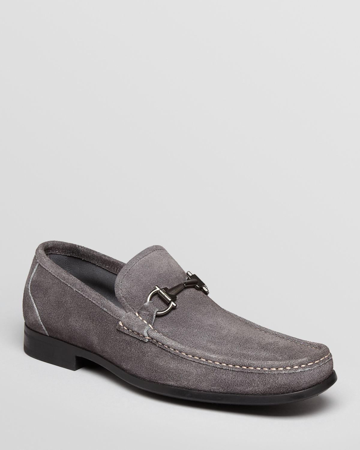 Ferragamo Magnifico Suede Loafers in Gray for Men | Lyst