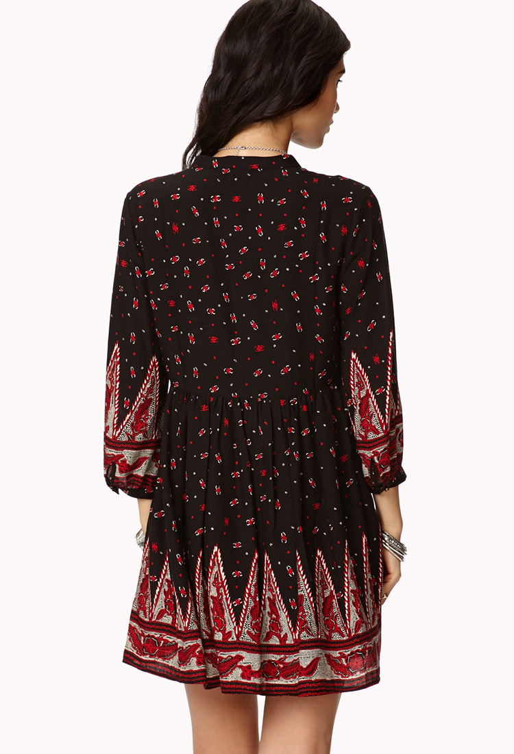 Lyst Forever 21 Boho Floral Peasant Dress in Red