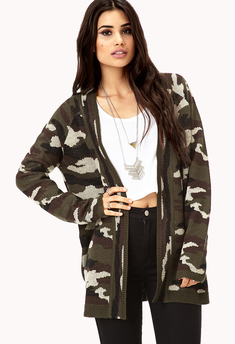 womens camouflage cardigan