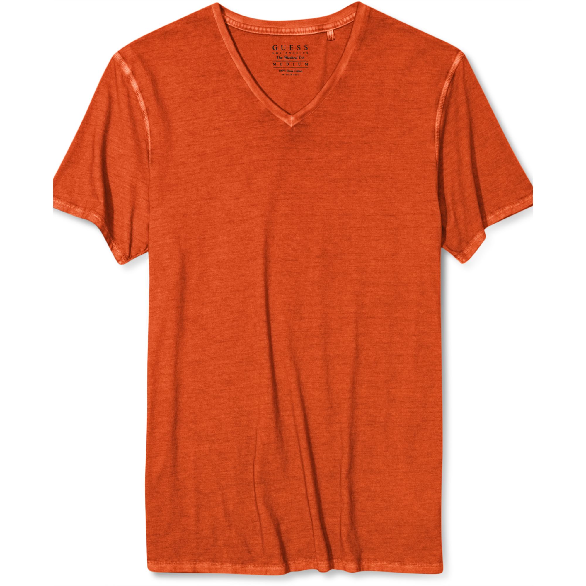 Guess Jeans Shirt Washed Gunnar Vneck Tshirt in Orange for Men Lyst