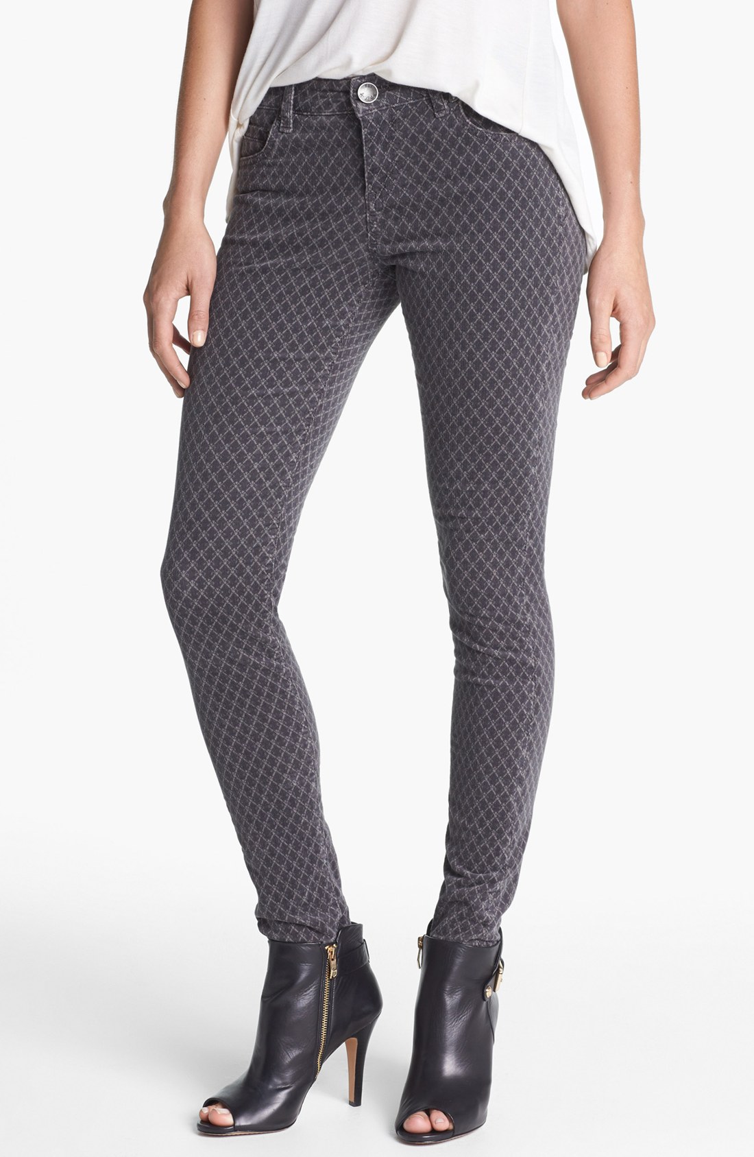 Kut From The Kloth Mia Print Skinny Corduroy Pants in Gray (Amelia Grey) | Lyst