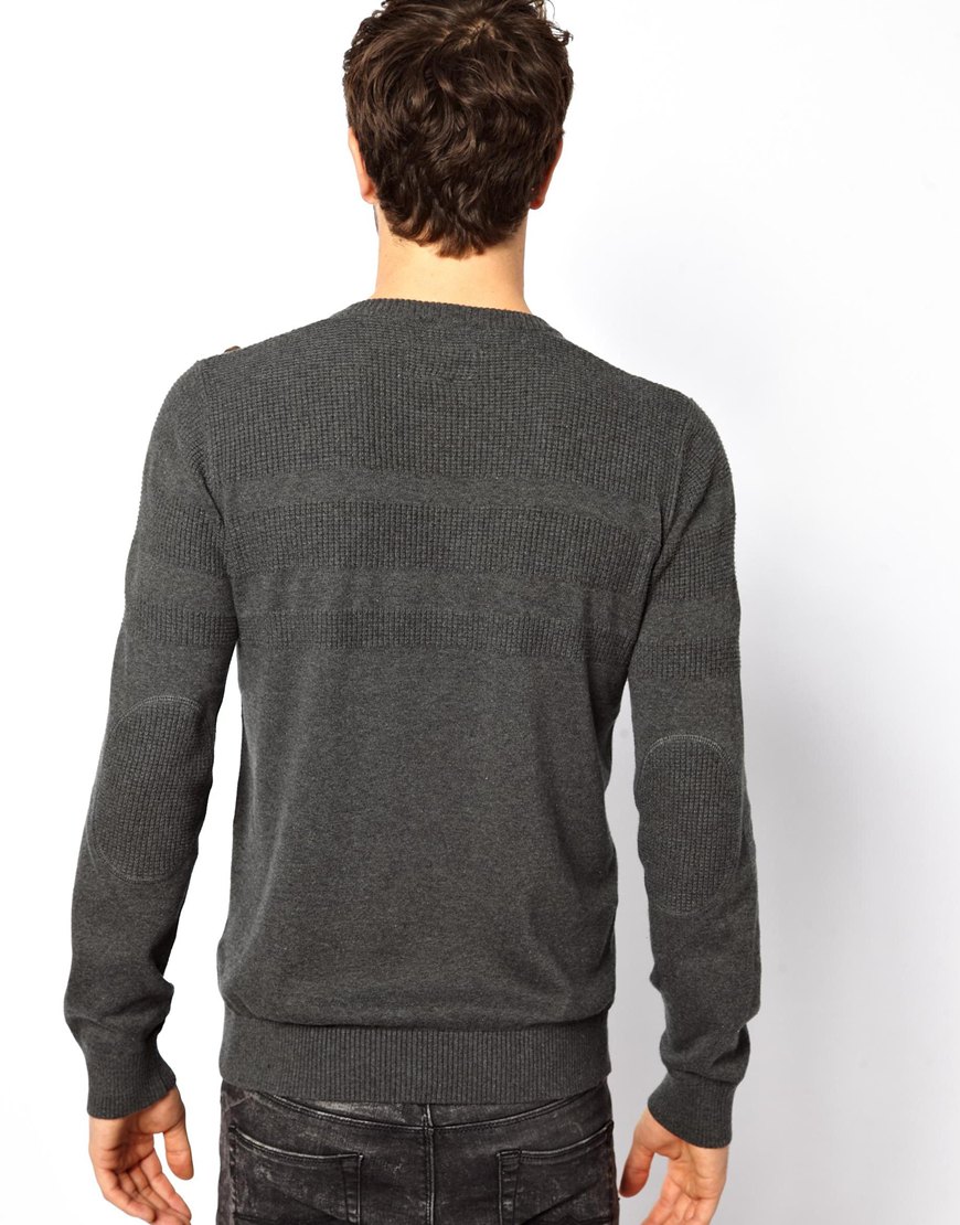 Lyst - Replay Minimum Sweater with Button Shoulder in Gray for Men
