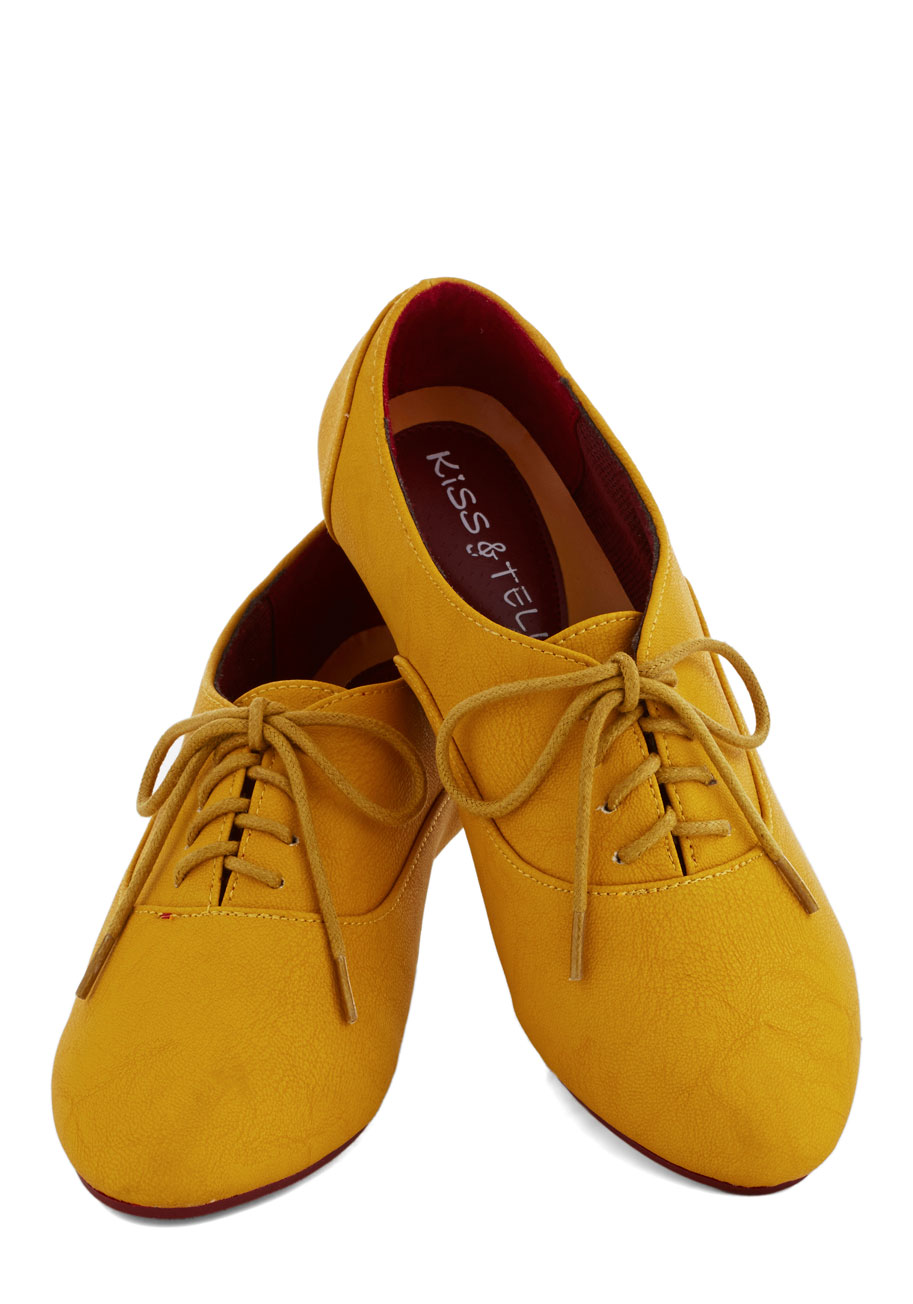 mustard color flat shoes