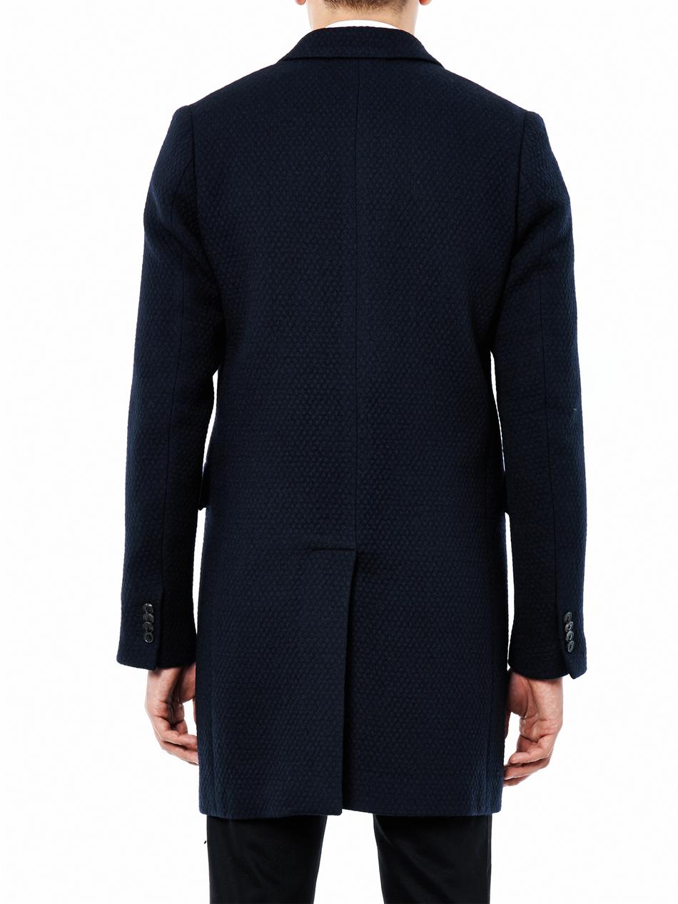 Paul smith Waffleweave Wool Coat in Blue for Men | Lyst