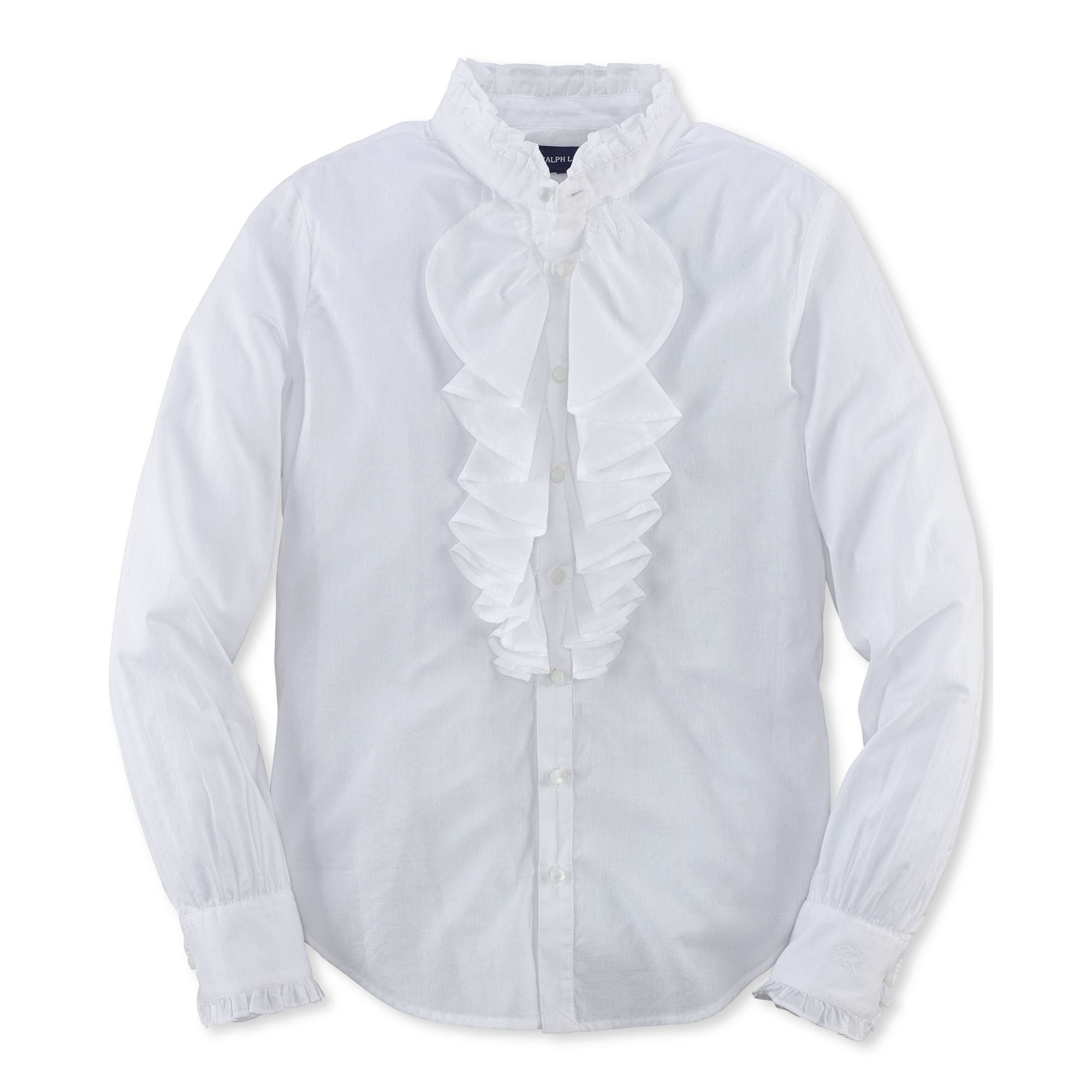 ralph lauren white ruffle blouse