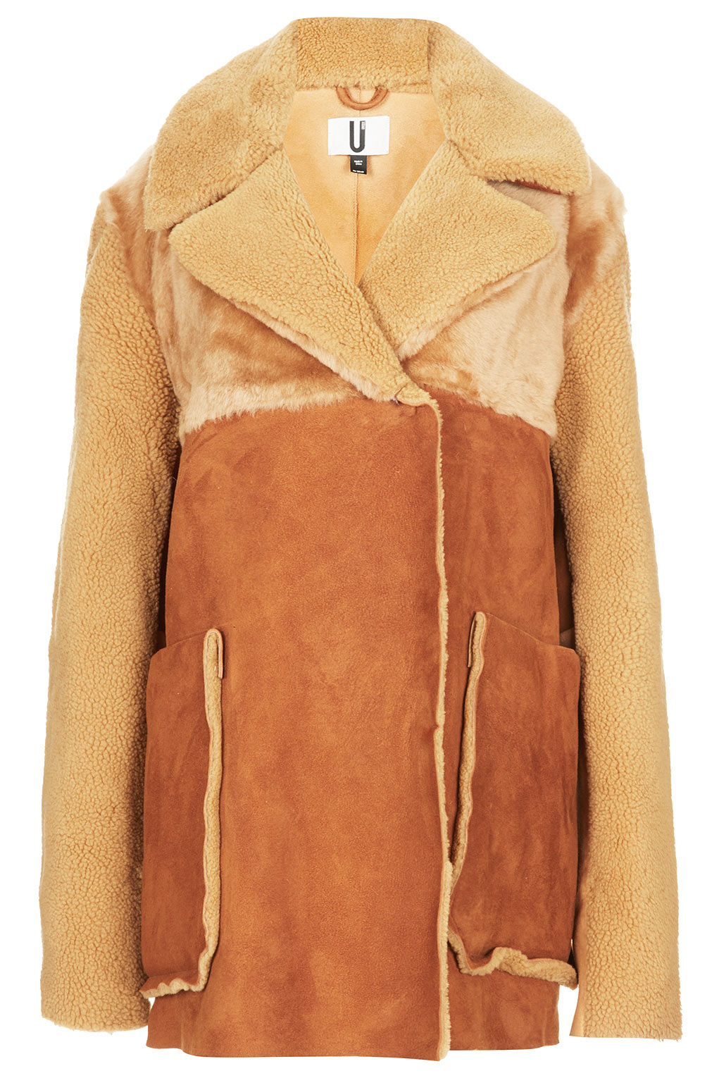 Topshop Shearling Pocket Coat By Unique in Natural | Lyst