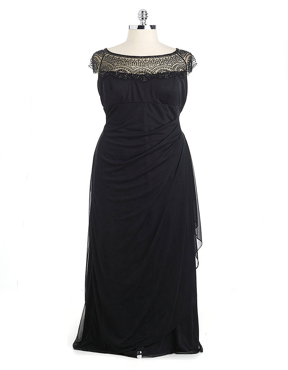xscape ruched gown