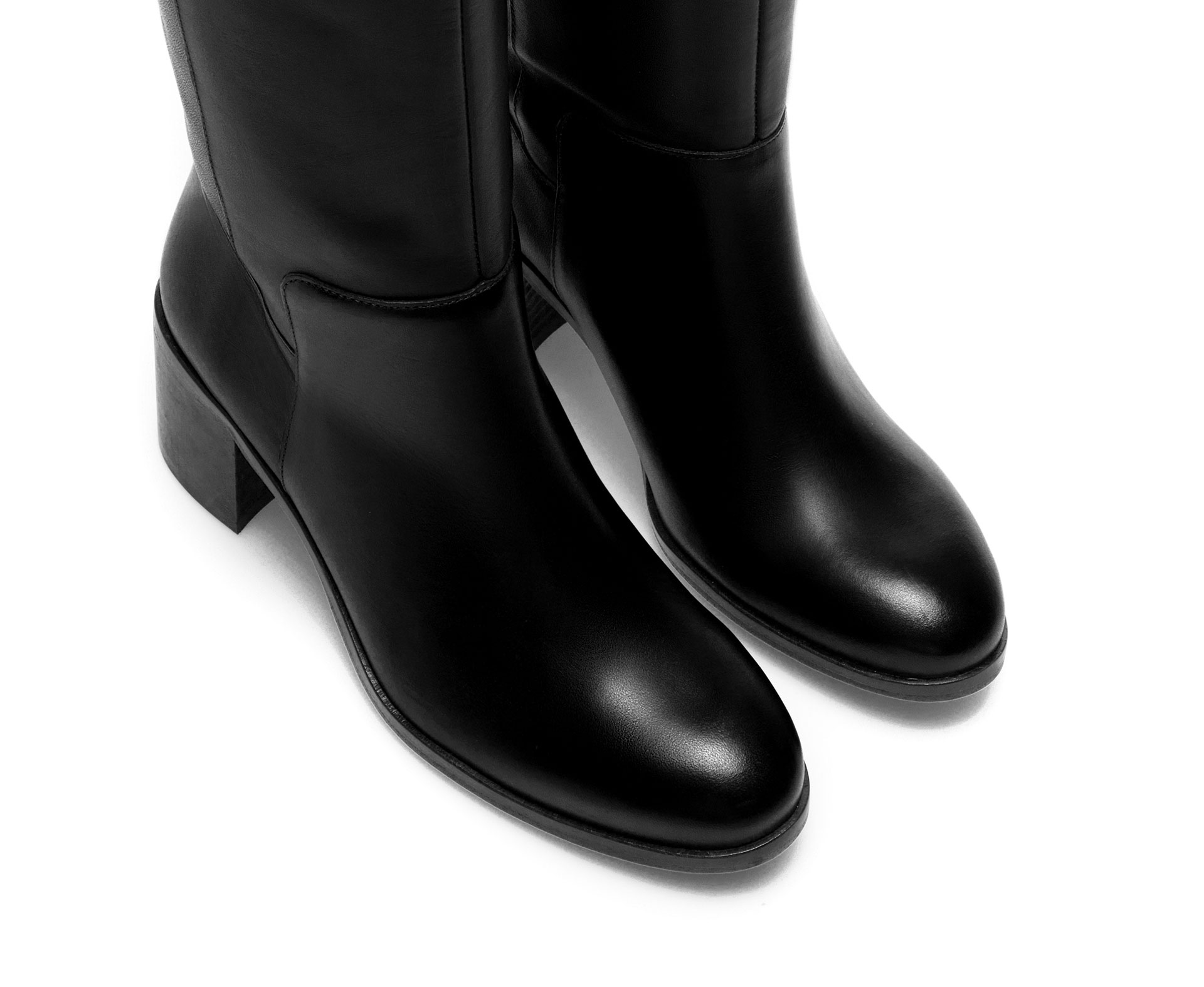 Zara Leather Boot with Xl Leg in Black Lyst