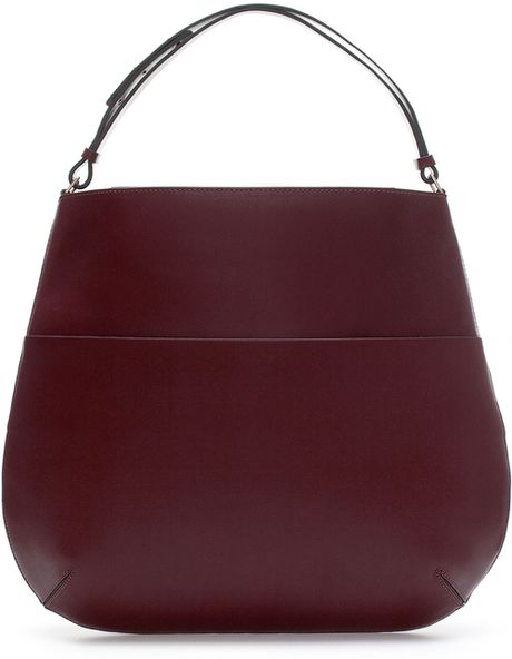 Zara Limited Edition Leather Tote Shopper in Purple (Burgundy) - Lyst