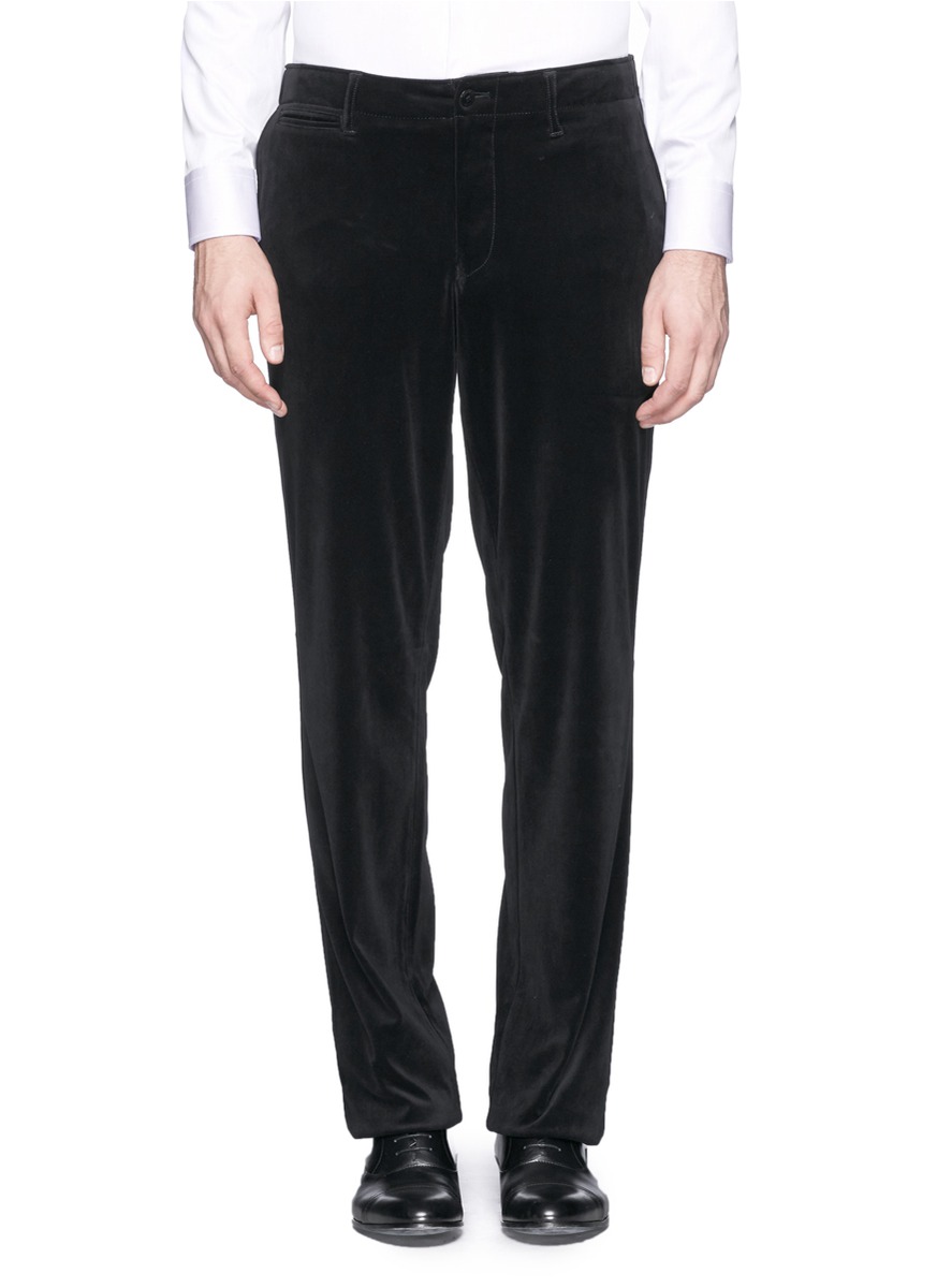 Armani Velvet Pants in Black for Men - Lyst