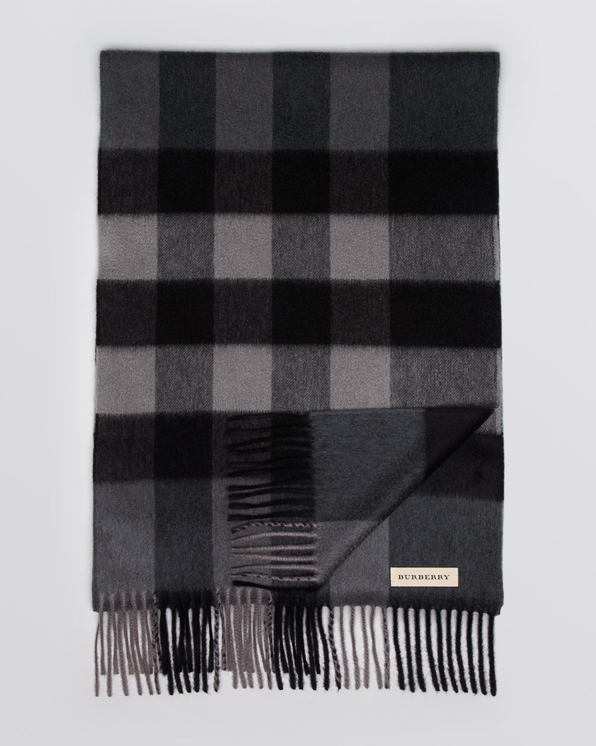 Burberry Check Pattern Cashmere Scarf in Gray for Men (Dark Charcoal ...