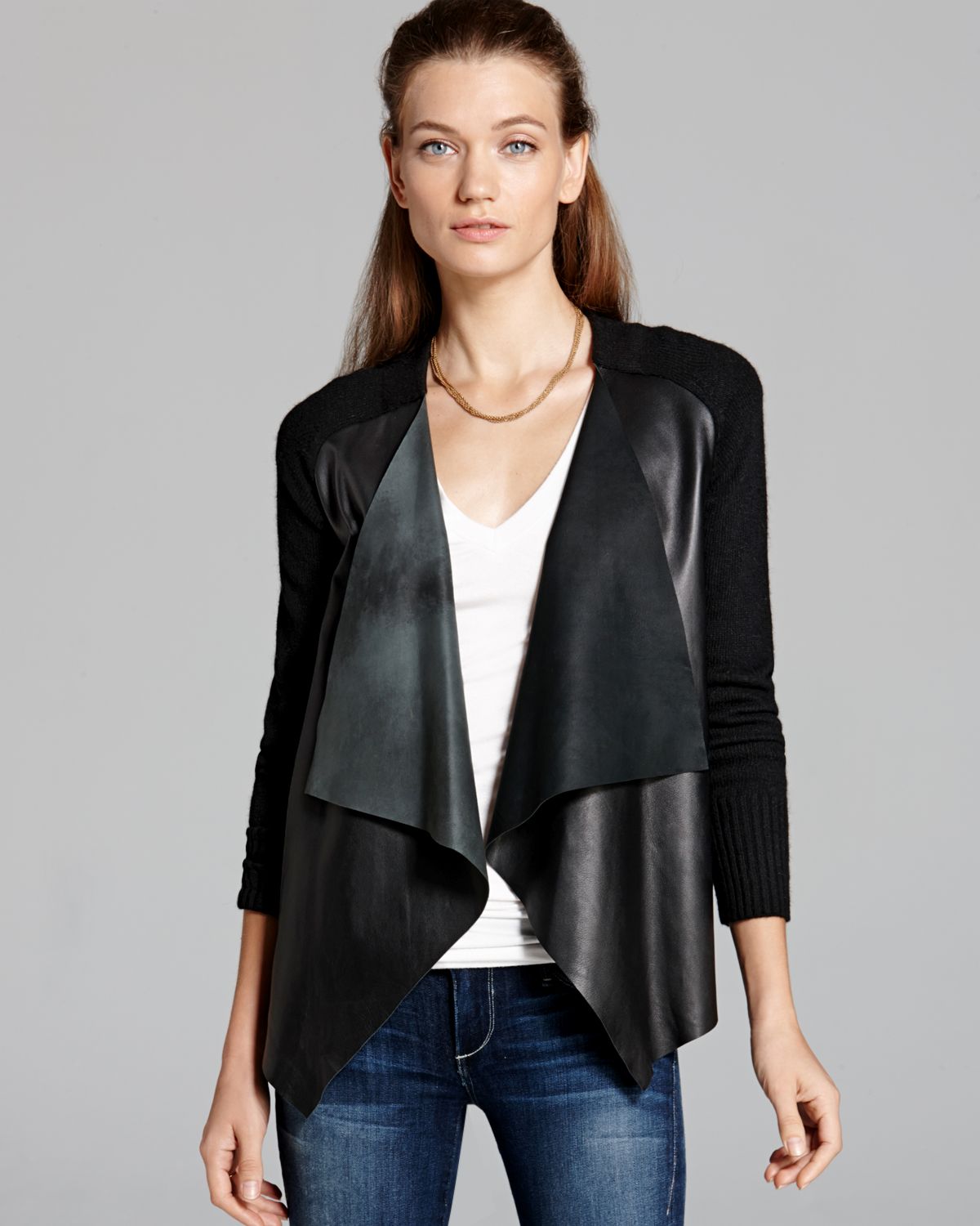 leather cardigan jacket