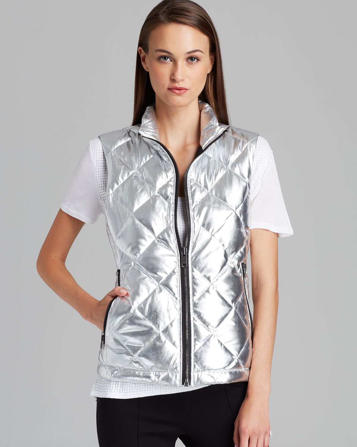 Womens Silver Puffer Vest Online, 50 