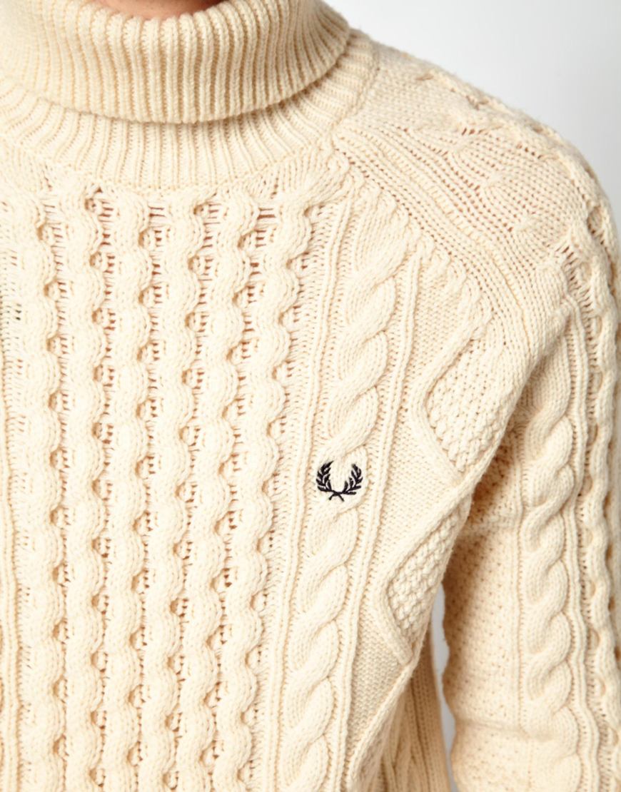 aran polo neck jumpers mens