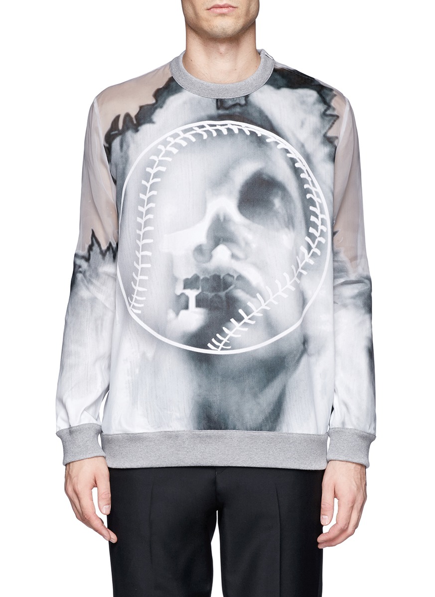 Givenchy Sheer Back Skull And Baseball Printed Sweatshirt in Gray for ...
