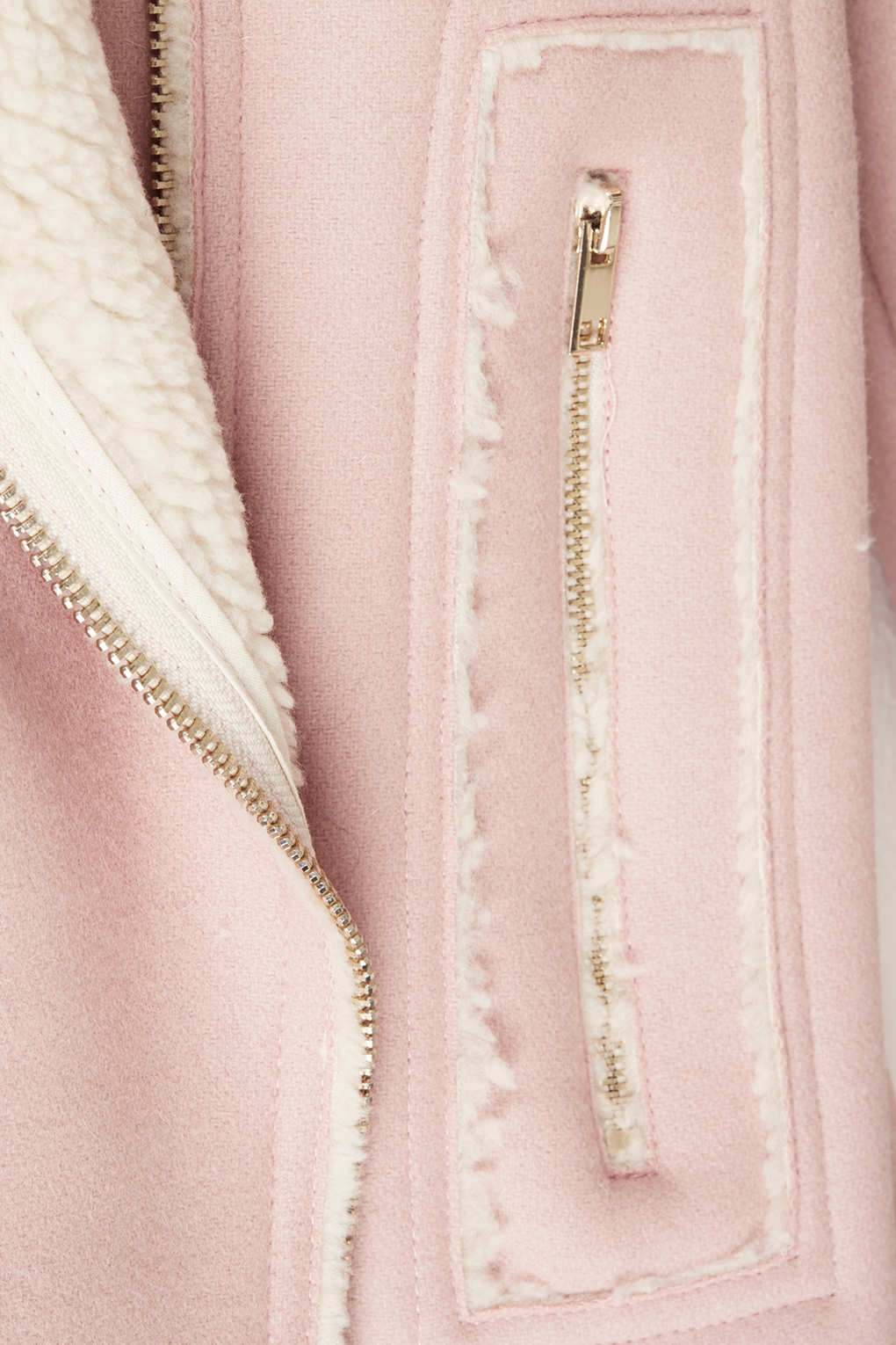 Lyst Premium Wool Lined Biker Coat in Pink
