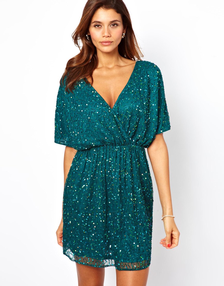 asos green embellished dress