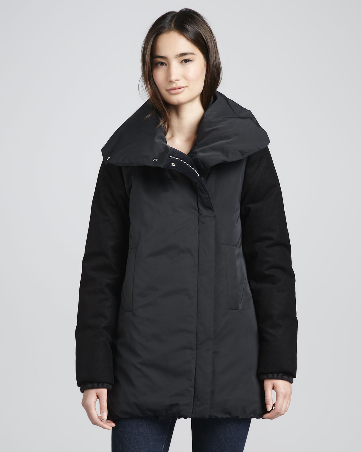 Theory Briola Shawlcollar Puffer Coat in Black Lyst