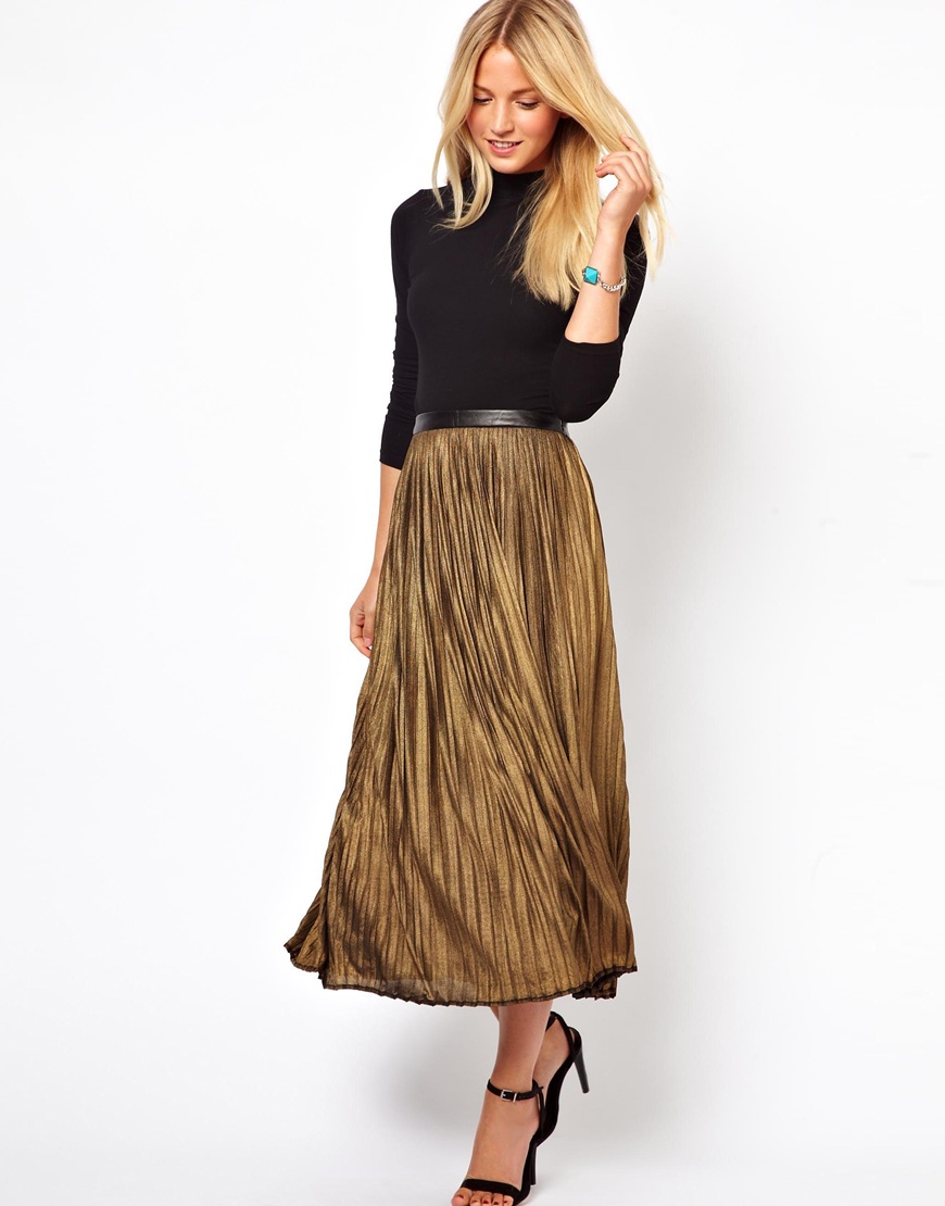 Black And Gold Midi Skirt - Dress Ala