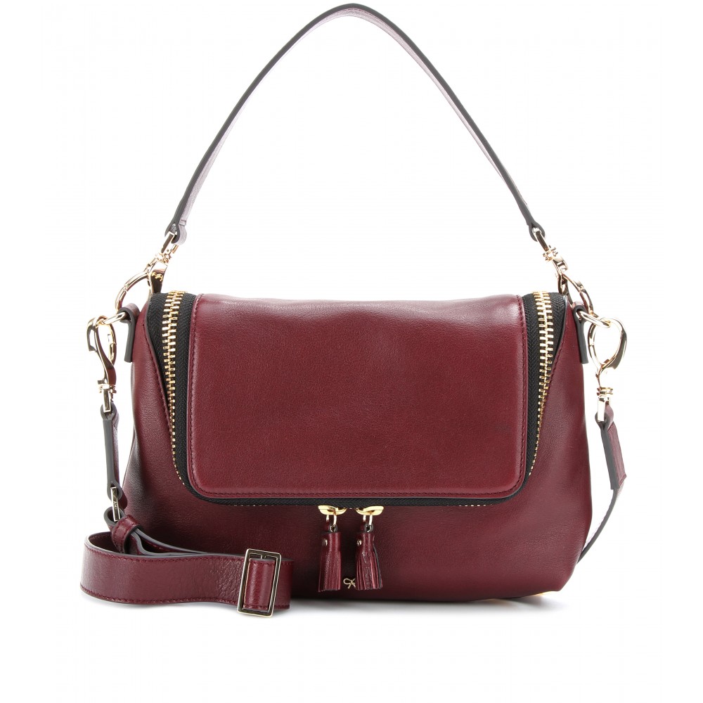 Lyst - Anya Hindmarch Maxi Zip Mini Leather Shoulder Bag in Red