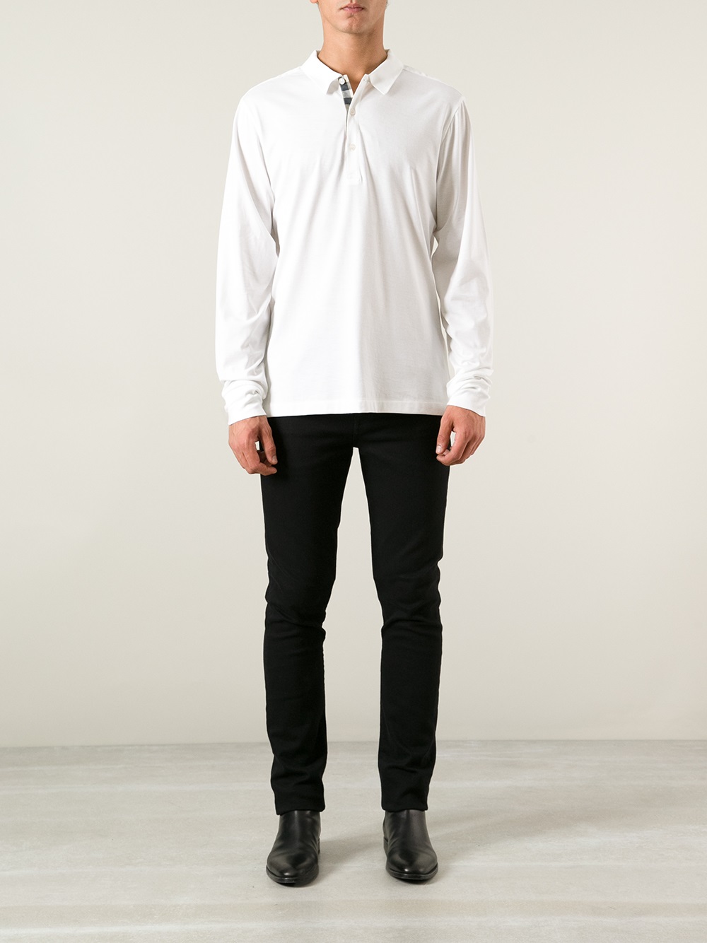 burberry white long sleeve polo