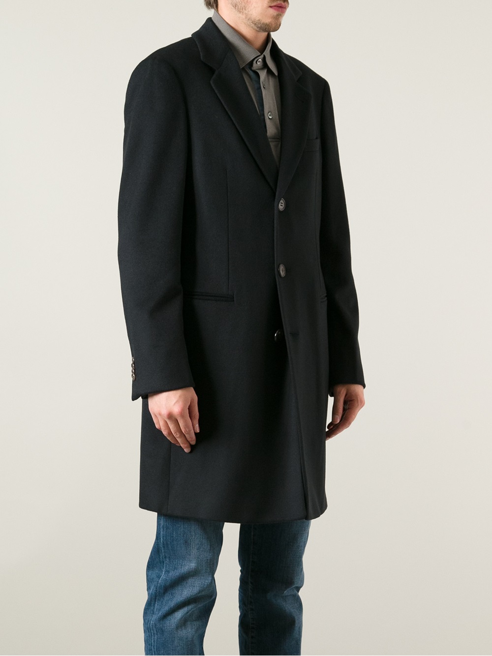 Armani Dress Coat in Black for Men Lyst