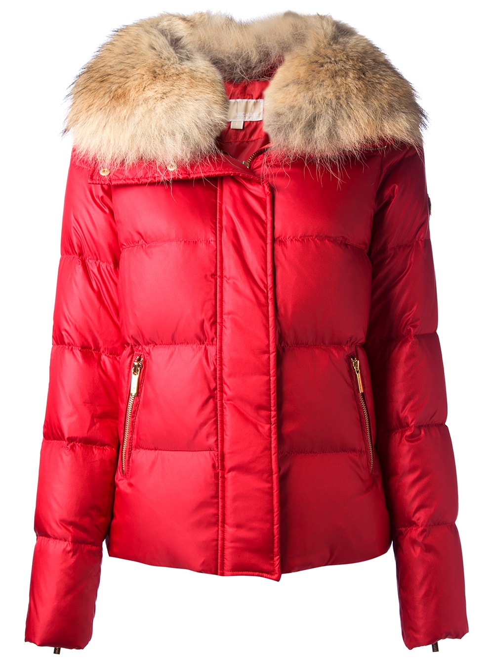 Lyst Michael Michael Kors Fur Collar Padded Jacket in Red