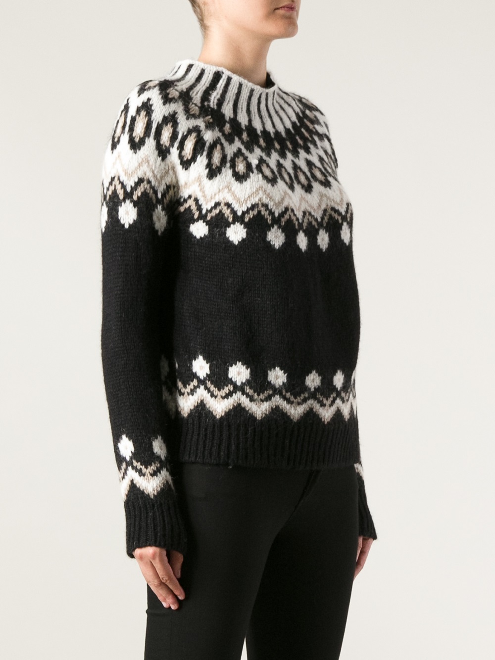 Lyst - Moncler Fair Isle Knit Sweater in Black