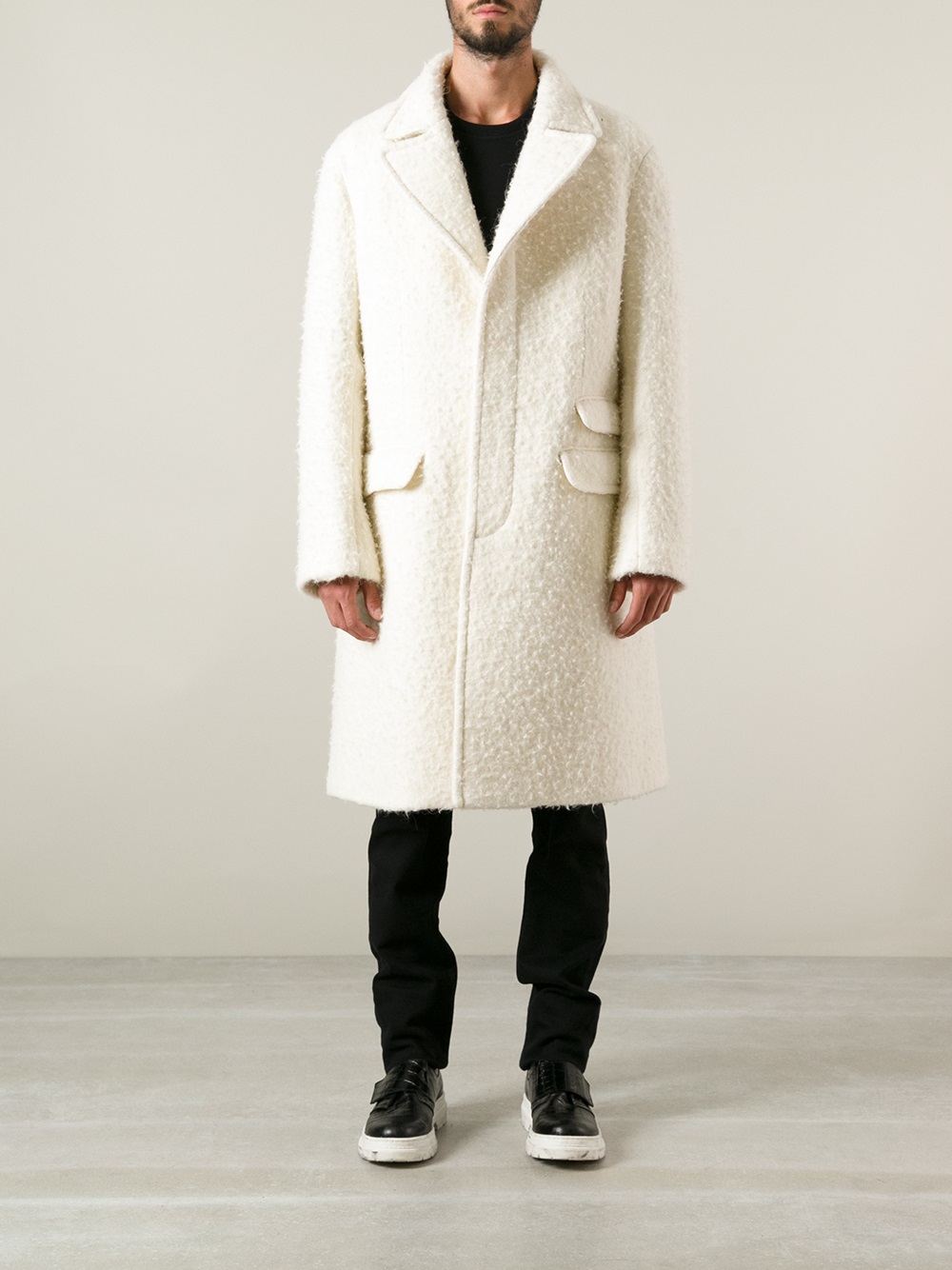 Neil Barrett Single Breasted Overcoat in White for Men Lyst