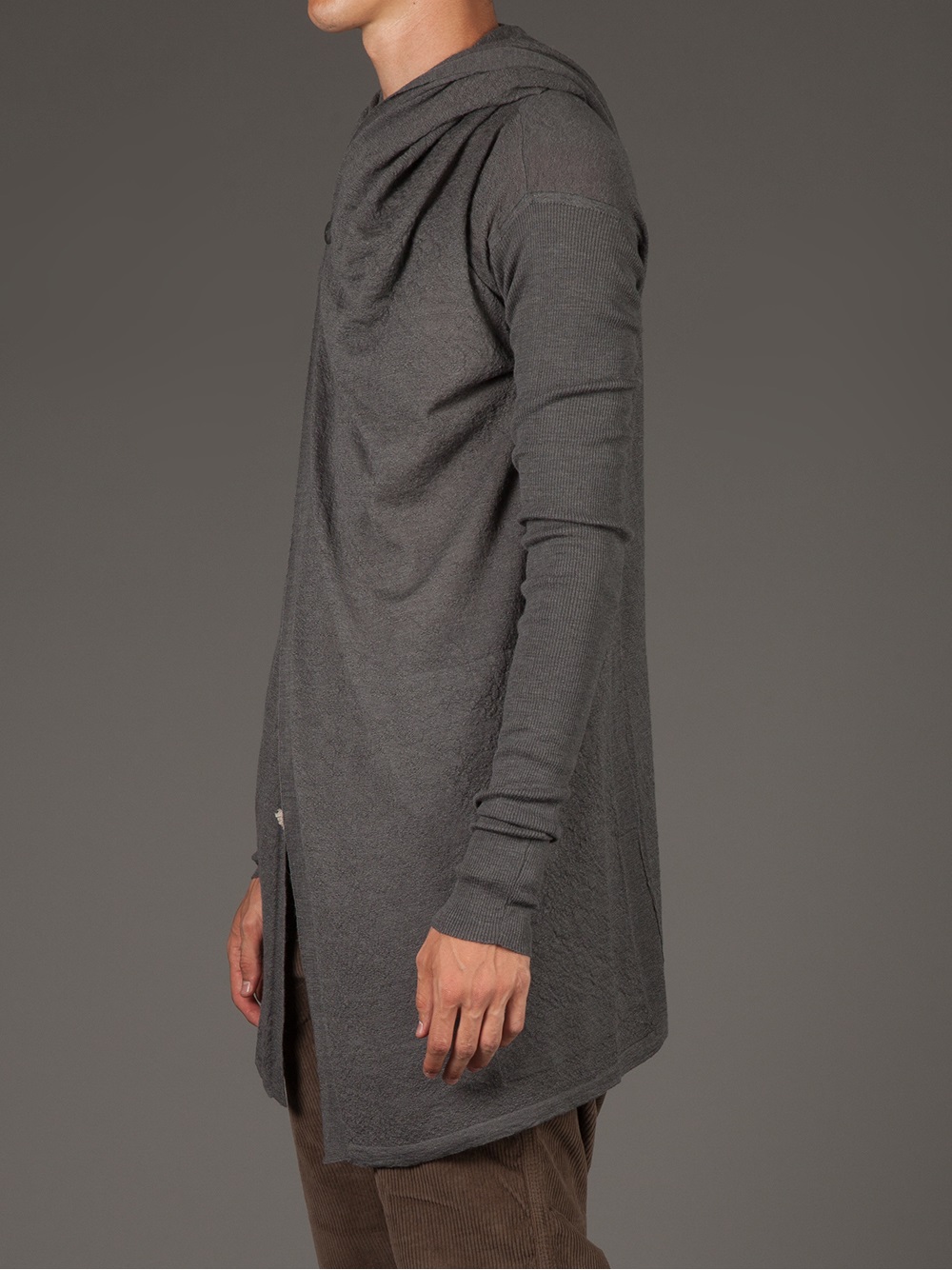 Rick Owens Draped Asymmetric Cardigan in Grey (Gray) for Men - Lyst