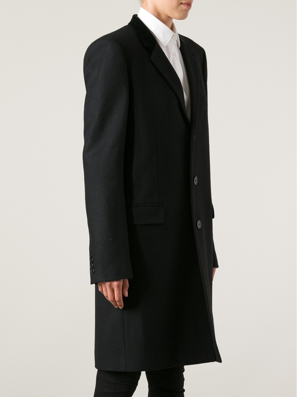 black single breasted overcoat