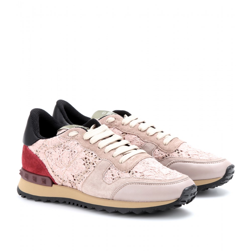 Valentino Rockstud Sneakers with Lace 
