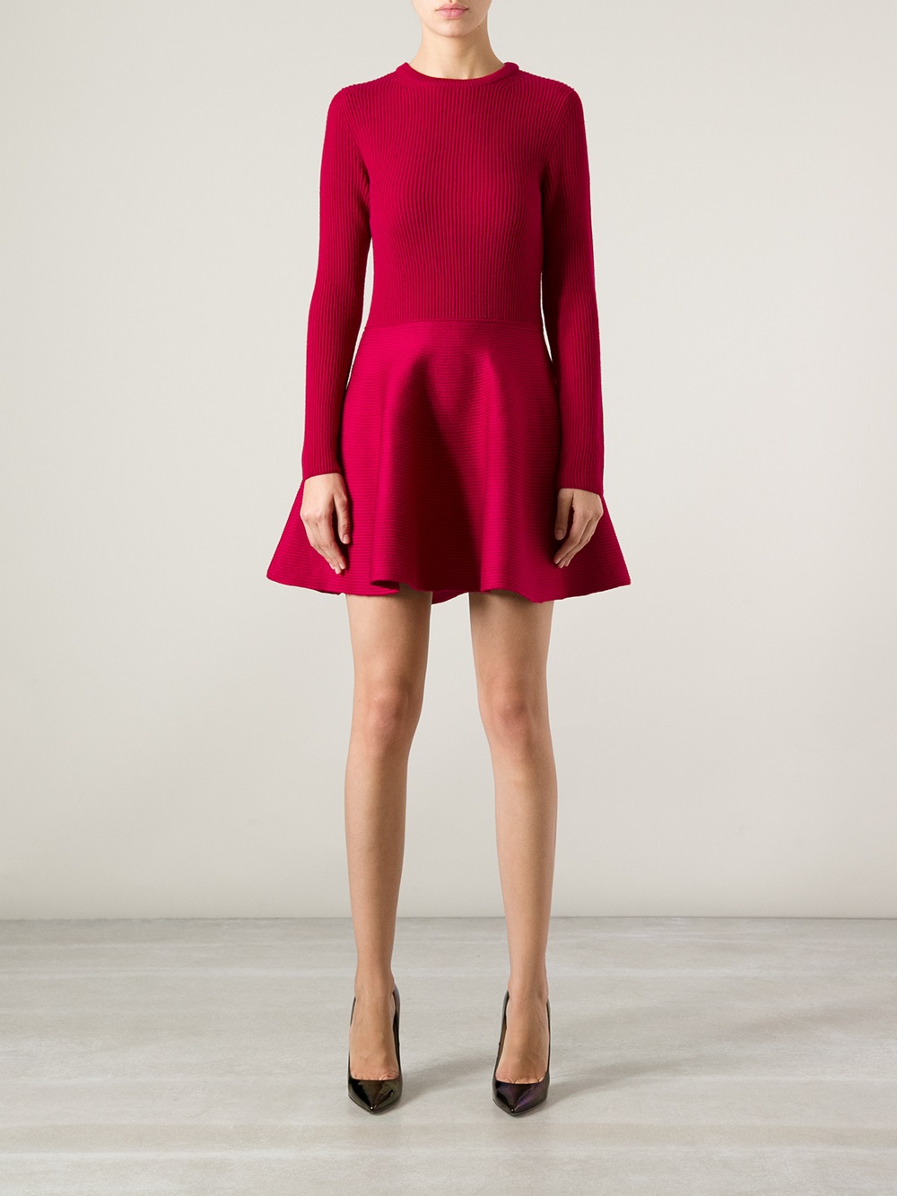 Lyst - Valentino Knitted Skater Dress in Red