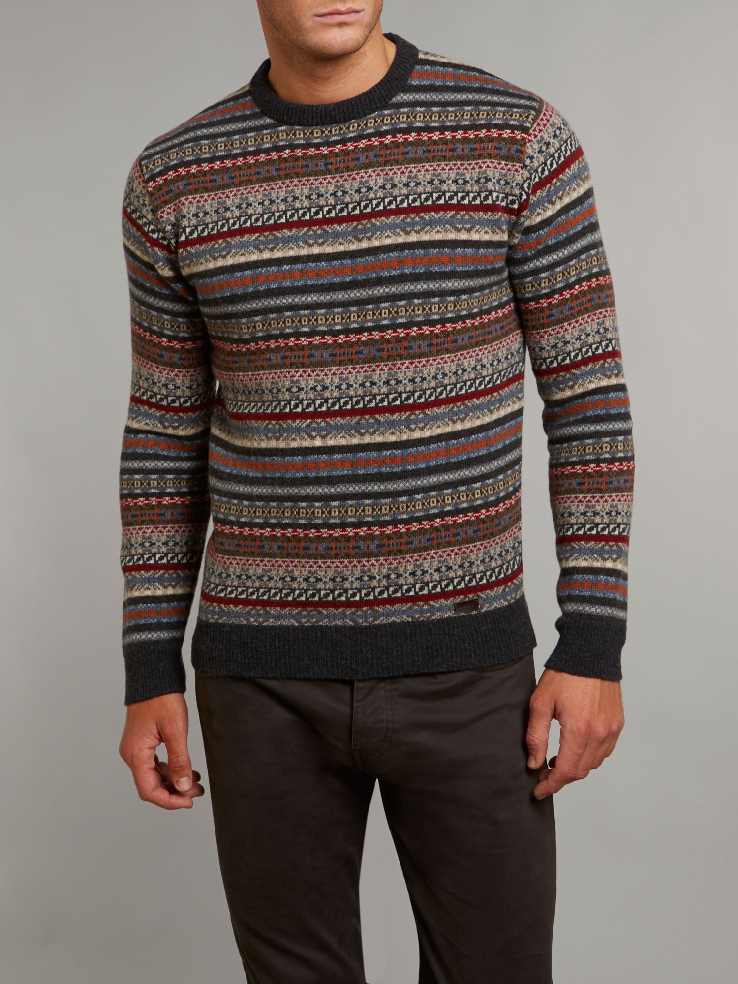 Barbour Martingale Fairisle Lambswool Christmas Jumper in Gray for ...