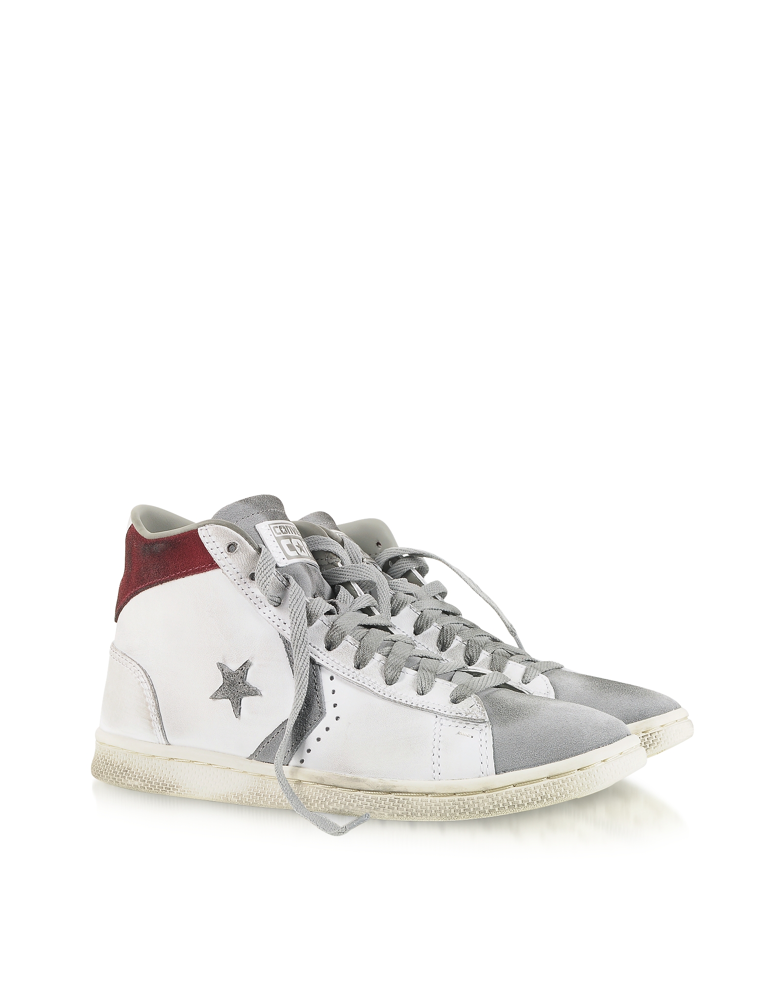 Converse Pro Leather Mid White Distressed Sneaker for Men - Lyst