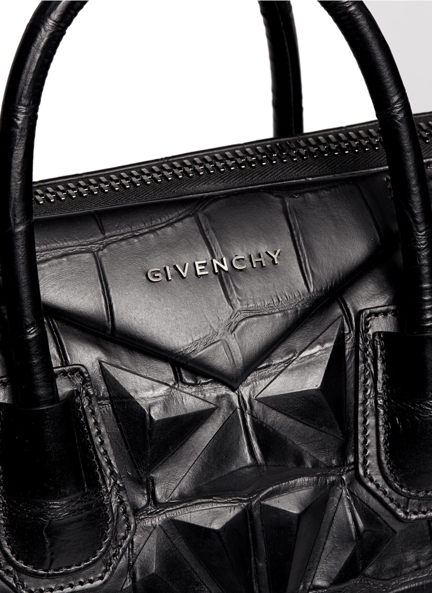 Givenchy Nano Antigona Satchel Bag In Crocodile-embossed Leather