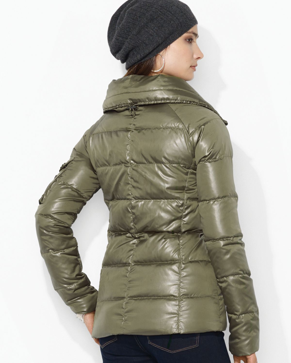 Lyst Ralph Lauren Funnel Neck Puffer Jacket in Green